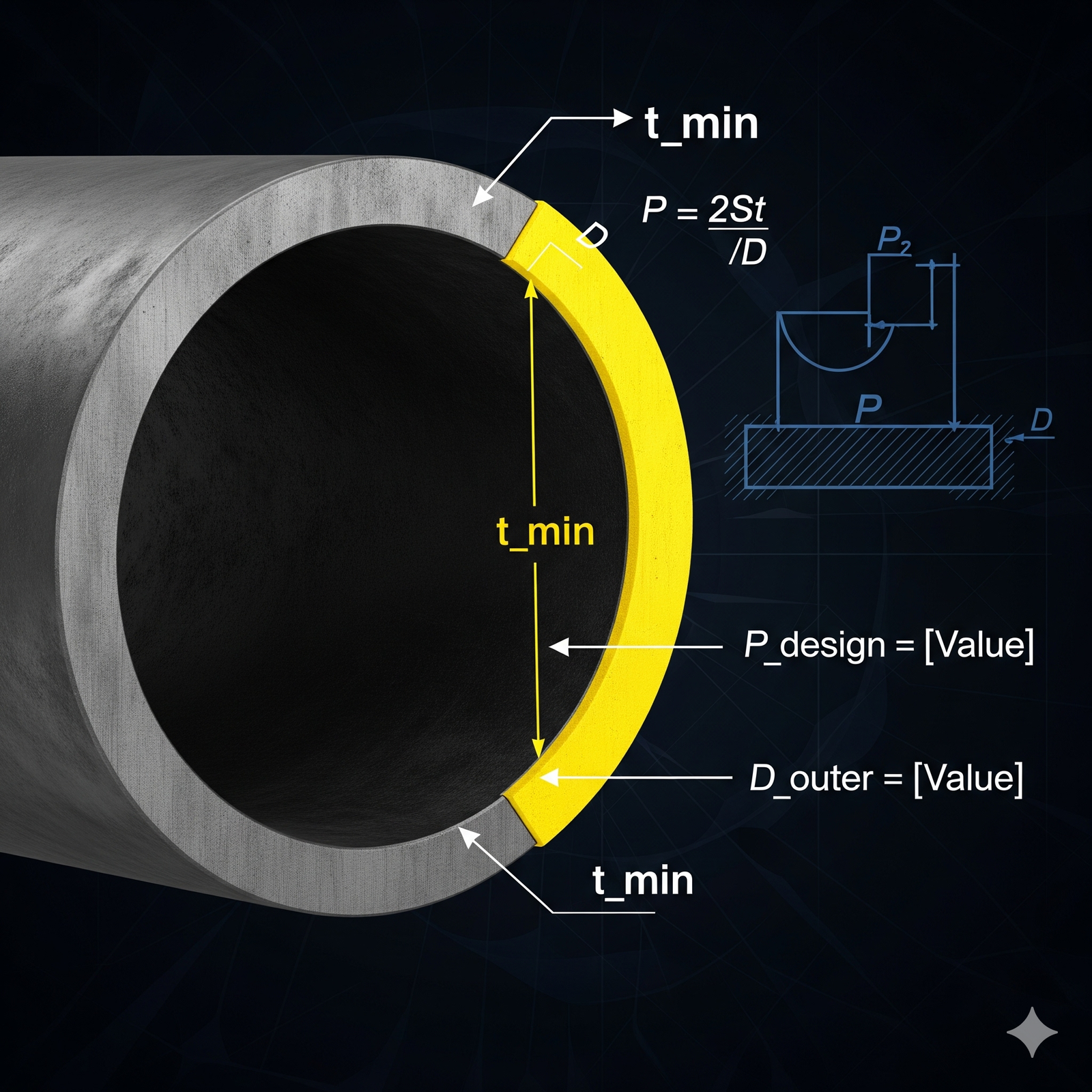 Pipe Wall Thickness Calculation ASME B31.3, B31.4, B31.8